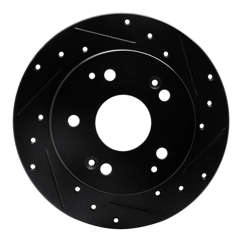 Acura Integra Brake Rotor (1) - Rear Right - R1 Concepts - Drilled & Slotted - Black - `97-`06